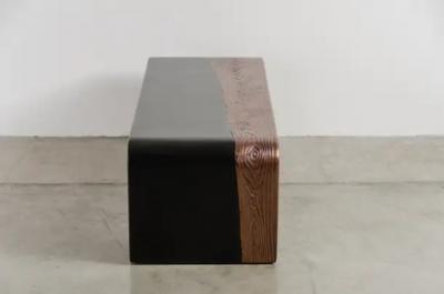 Robert Kuo Woodgrain with Lacquer Bench by Robert Kuo Hand Repousse Limited Edition