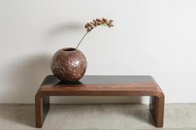 Robert Kuo Woodgrain with Lacquer Bench by Robert Kuo Hand Repousse Limited Edition