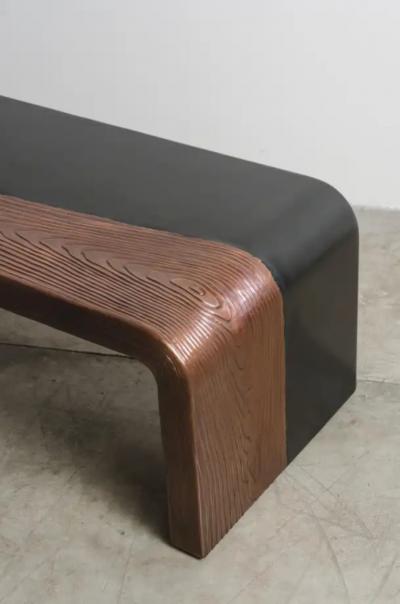Robert Kuo Woodgrain with Lacquer Bench by Robert Kuo Hand Repousse Limited Edition