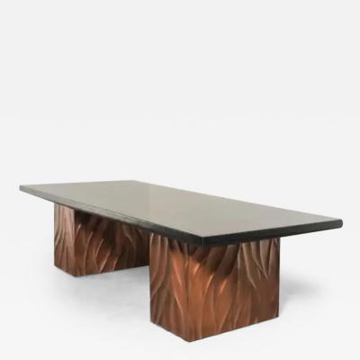 Robert Kuo Za Xian Dining Table Base Pair Antique Copper by Robert Kuo Limited Edition