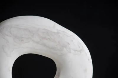 Robert Kuo Zong Bi Sculpture in Han Bai Yu Stone on Steel Stand by Robert Kuo Limited Ed