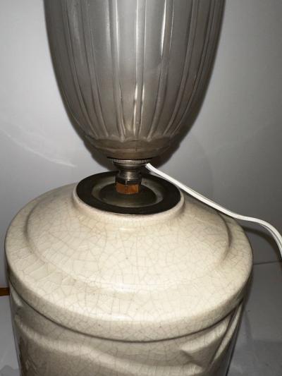 Robert Lallemant Art Deco French Ceramic Vase Table Lamp by Robert Lallemant