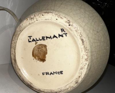 Robert Lallemant Art Deco French Ceramic Vase Table Lamp by Robert Lallemant