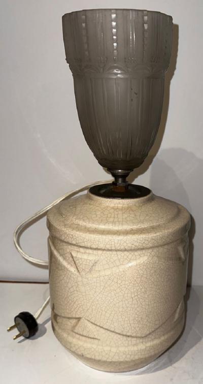 Robert Lallemant Art Deco French Ceramic Vase Table Lamp by Robert Lallemant