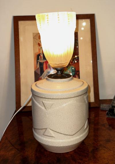 Robert Lallemant Art Deco French Ceramic Vase Table Lamp by Robert Lallemant