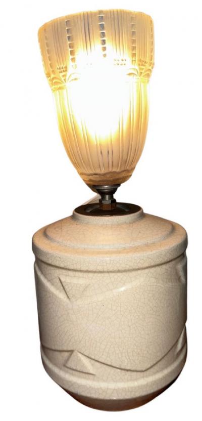 Robert Lallemant Art Deco French Ceramic Vase Table Lamp by Robert Lallemant