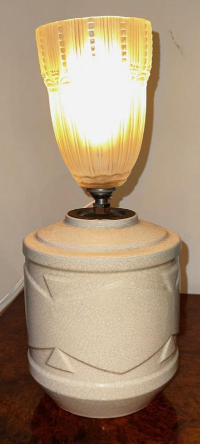 Robert Lallemant Art Deco French Ceramic Vase Table Lamp by Robert Lallemant