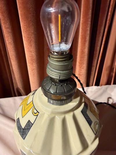 Robert Lallemant Robert Lallemant Art Deco Ceramic Table Lamp France 1930s
