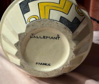 Robert Lallemant Robert Lallemant Art Deco Ceramic Table Lamp France 1930s