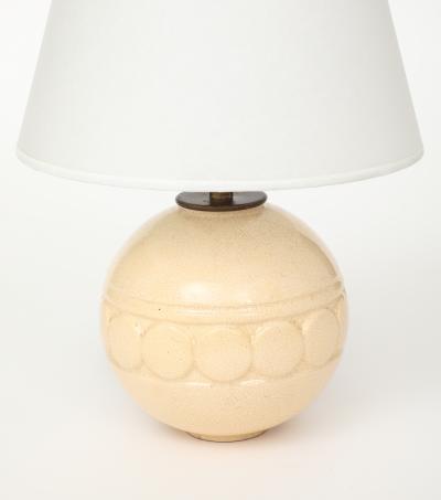 Robert Lallemant Robert Lallemant Ivory Crackle Ceramic Sphere Lamp France 1925 signed