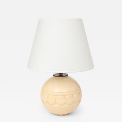 Robert Lallemant Robert Lallemant Ivory Crackle Ceramic Sphere Lamp France 1925 signed