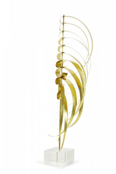 Robert Lee Morris Robert Lee Morris Rooster Tail Brass And Lucite Sculpture