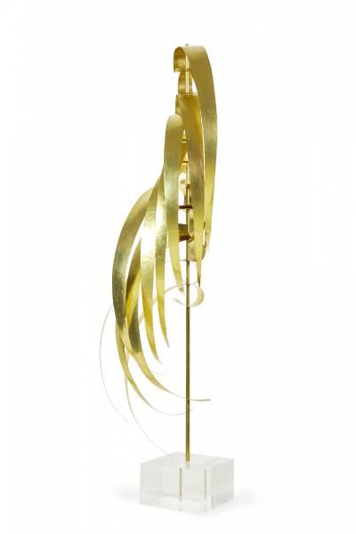 Robert Lee Morris Robert Lee Morris Rooster Tail Brass And Lucite Sculpture