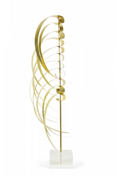 Robert Lee Morris Robert Lee Morris Rooster Tail Brass And Lucite Sculpture