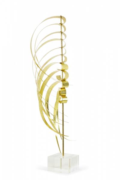 Robert Lee Morris Robert Lee Morris Rooster Tail Brass And Lucite Sculpture