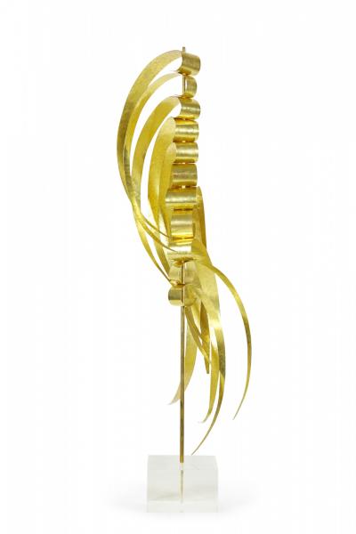 Robert Lee Morris Robert Lee Morris Rooster Tail Brass And Lucite Sculpture
