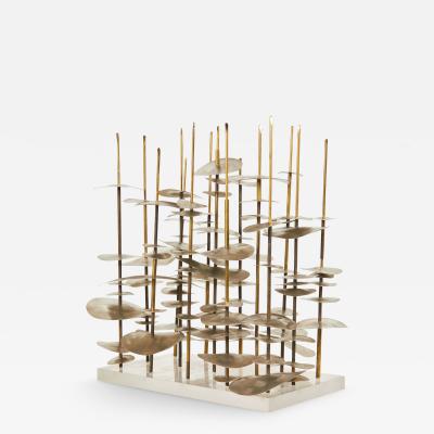 Robert Lee Morris Robert Lee Morris Vertical Cityscape Nickel And Brass Sculpture