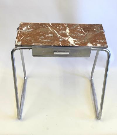 Robert Mallet Stevens French Early Modern Console Vanity Desk Writing Table in Aluminum Marble