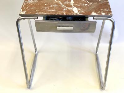 Robert Mallet Stevens French Early Modern Console Vanity Desk Writing Table in Aluminum Marble