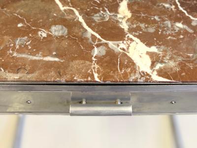 Robert Mallet Stevens French Early Modern Console Vanity Desk Writing Table in Aluminum Marble