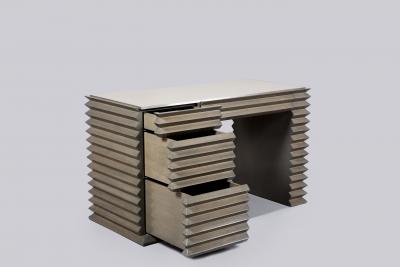 Robert Marinelli BRESCIA DESK WITH INSET METAL TRIM AND LEATHER TOP