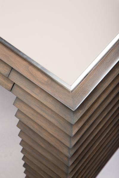 Robert Marinelli BRESCIA DESK WITH INSET METAL TRIM AND LEATHER TOP