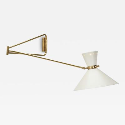 Robert Mathieu Extendable Brass Wall Lamp in the manner of Robert Mathieu Europe 1950s