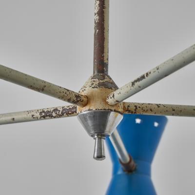 Robert Mathieu Rare 1950s Robert Mathieu 5 Shade Multi Color Chandelier