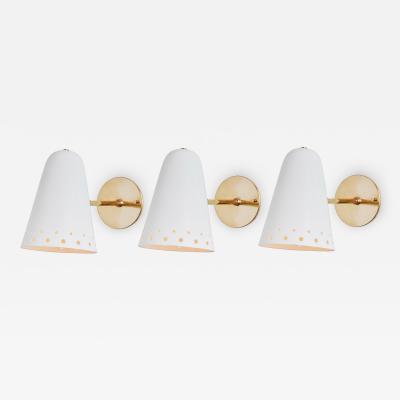 Robert Mathieu Rare 1950s Robert Mathieu Perforated White Metal and Brass Wall Sconce