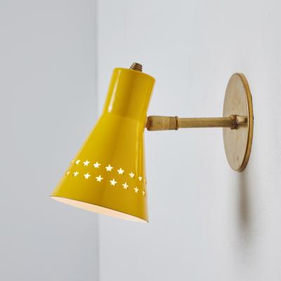 Robert Mathieu Rare 1950s Robert Mathieu Perforated Yellow Metal and Brass Wall Sconce