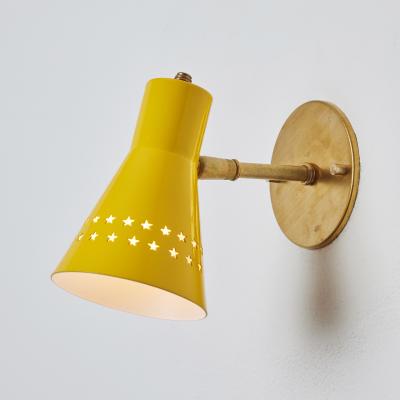 Robert Mathieu Rare 1950s Robert Mathieu Perforated Yellow Metal and Brass Wall Sconce