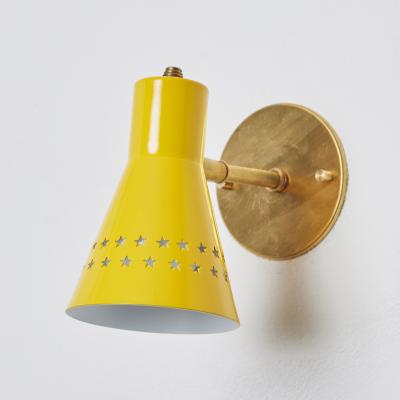 Robert Mathieu Rare 1950s Robert Mathieu Perforated Yellow Metal and Brass Wall Sconce