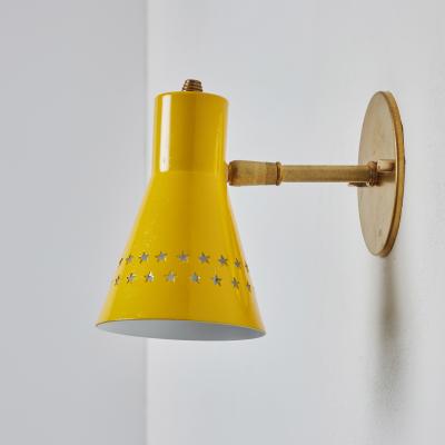 Robert Mathieu Rare 1950s Robert Mathieu Perforated Yellow Metal and Brass Wall Sconce