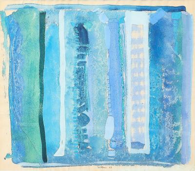 Robert Natkin Mid Century Modernist Watercolor Gouache Painting by Robert Natkin