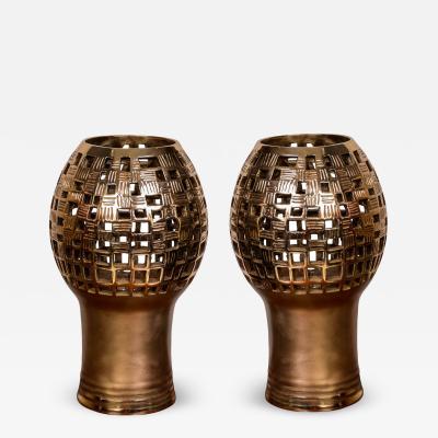 Robert Phandeve Pair of bronze table lamps