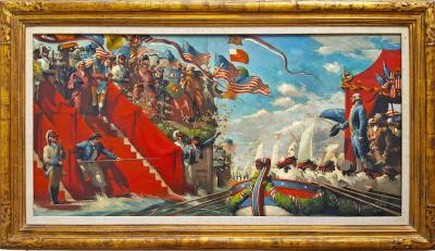 Robert Riggs George Washington in Marine Procession for New York Presidential Inauguration