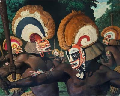 Robert Riggs Tribesmen with Headdresses