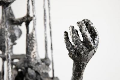 Robert Schwartz Bert Schwartz Brutalist Sculpture Prometheus and Pandora in Aluminum Steel