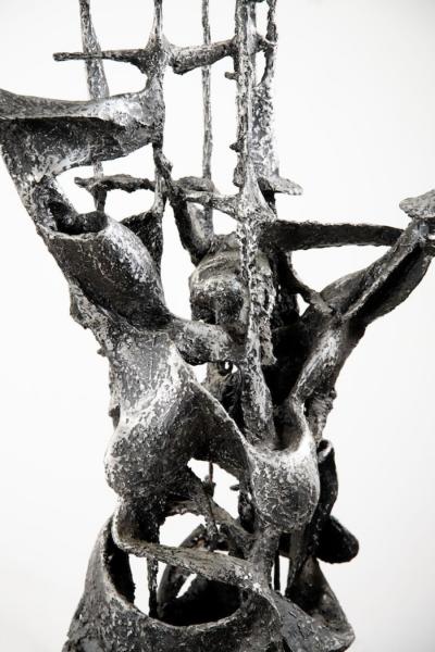 Robert Schwartz Bert Schwartz Brutalist Sculpture Prometheus and Pandora in Aluminum Steel