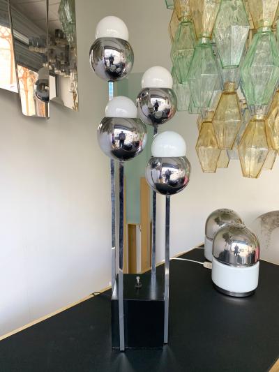 Robert Sonneman Chrome Metal Ball Lamp by Robert Sonneman USA 1970s