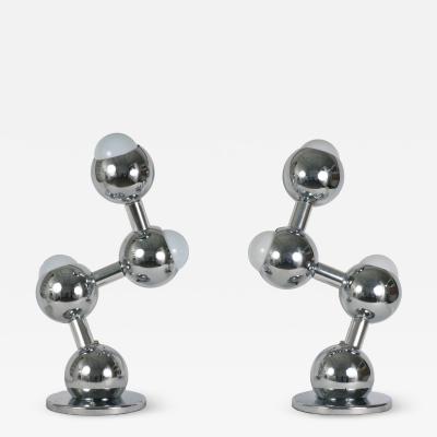 Robert Sonneman Pair of Chrome Molecule Lamps c 1970