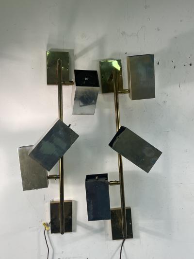 Robert Sonneman Sonneman Lighting MODERNIST CHROME BRASS SIX LIGHT SCONCES