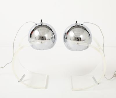 Robert Sonneman Sonneman Lighting Robert Sonneman Chrome Lucite Desk Uplights