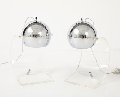 Robert Sonneman Sonneman Lighting Robert Sonneman Chrome Lucite Desk Uplights