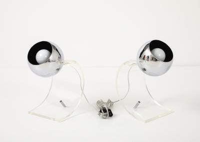 Robert Sonneman Sonneman Lighting Robert Sonneman Chrome Lucite Desk Uplights