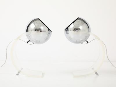 Robert Sonneman Sonneman Lighting Robert Sonneman Chrome Lucite Desk Uplights
