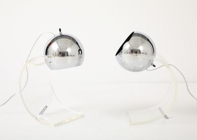 Robert Sonneman Sonneman Lighting Robert Sonneman Chrome Lucite Desk Uplights