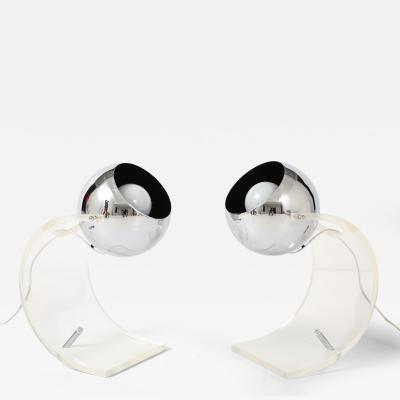Robert Sonneman Sonneman Lighting Robert Sonneman Chrome Lucite Desk Uplights