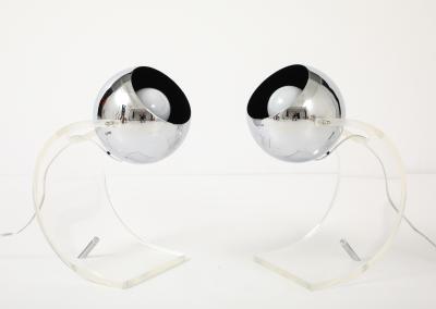 Robert Sonneman Sonneman Lighting Robert Sonneman Chrome Lucite Desk Uplights