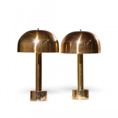 Robert Sonneman Sonneman Lighting Robert Sonneman for Laurel Mid Century Brass Dome Table Lamp Pair